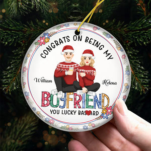 Tu es mon souhait de Noël - Ornement personnalisé pour couple - Forme ronde en céramique - Cadeau de Noël pour mari et femme, anniversaire