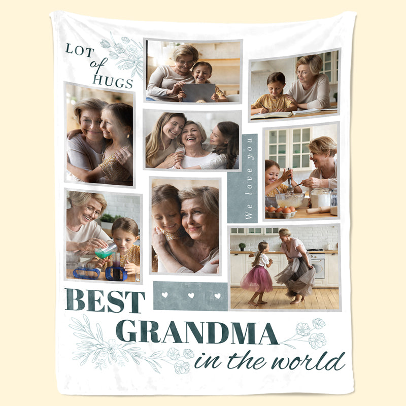Couverture personnalisée avec photo de la meilleure grand-mère du monde - Cadeau pour grand-mère et grand-père