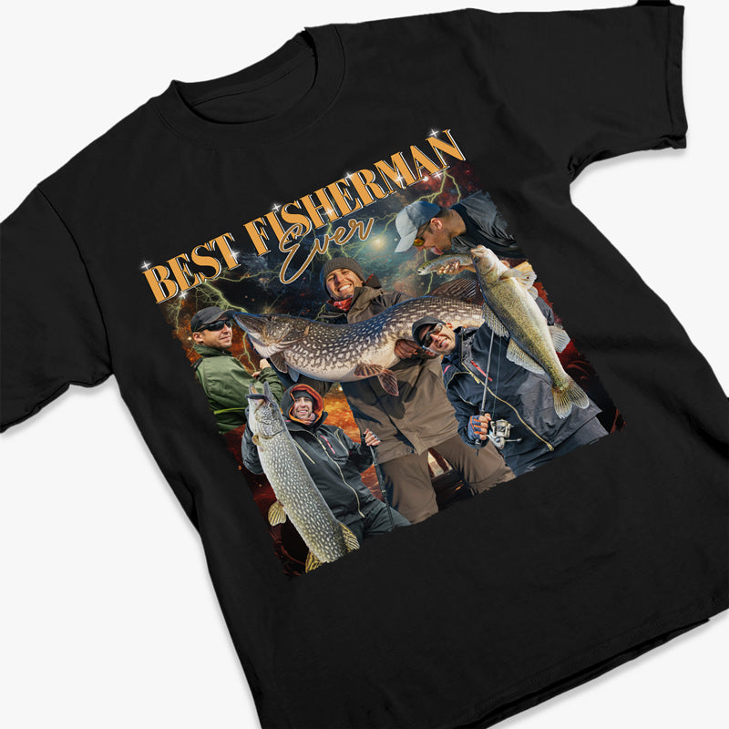 T-shirt, sweat à capuche et sweat-shirt unisexe personnalisé avec photo du meilleur pêcheur de tous les temps - Cadeau pour les amateurs de pêche.