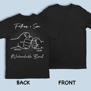 Notre lien indestructible - T-shirt, sweat à capuche, sweat-shirt unisexe personnalisé avec imprimé au dos - Cadeau de fête des pères et d'anniversaire pour papa