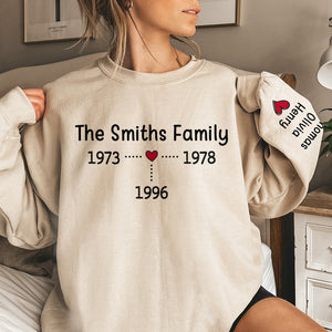 Famille pour toujours - Sweat-shirt unisexe personnalisé avec motif sur la manche - Cadeau de Noël pour les membres de la famille