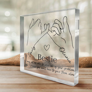 Pinky Promise - Plaque acrylique carrée personnalisée pour meilleure amie - Cadeau pour meilleures amies, meilleures amies, sœurs