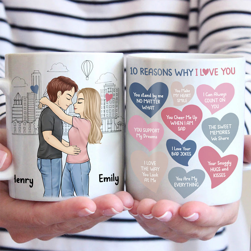 10 raisons pour lesquelles je t'aime - Mug personnalisé pour couple - Cadeau pour mari et femme, anniversaire