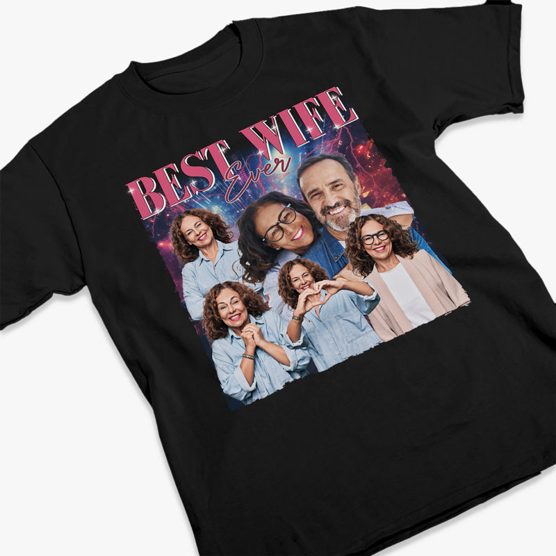T-shirt, sweat à capuche et sweat-shirt unisexe personnalisé avec photo « Meilleure épouse du monde » – Cadeau pour femme, anniversaire