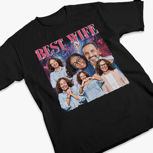T-shirt, sweat à capuche et sweat-shirt unisexe personnalisé avec photo « Meilleure épouse du monde » – Cadeau pour femme, anniversaire