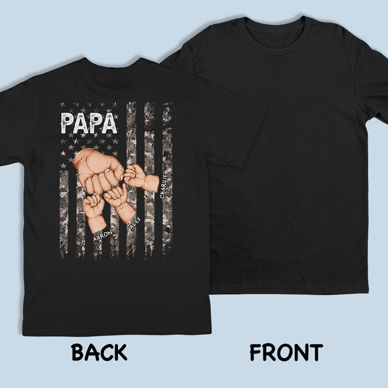 Le bonheur, c'est un câlin de grand-père - T-shirt, sweat à capuche, sweat-shirt unisexe personnalisé imprimé dans le dos - Fête des pères, cadeau pour papa, grand-père