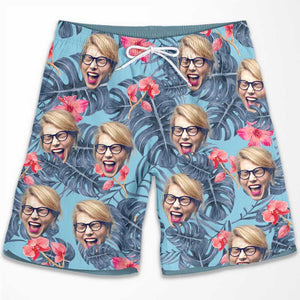 Custom Photo Our Beloved Summer - Personalized Couple Beach Shorts - Gift For Couples, Husband Wife