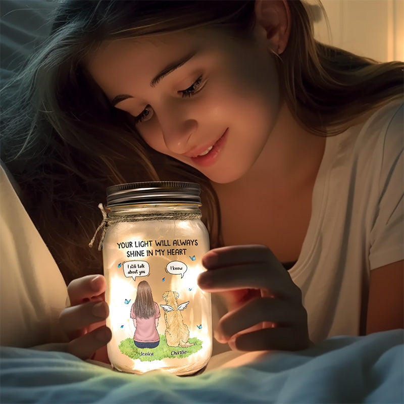 Mon cœur n'était pas prêt à te perdre - Lampe commémorative personnalisée en pot Mason - Cadeau de condoléances pour les propriétaires d'animaux et les amoureux des animaux