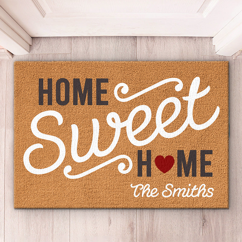 Home Sweet Home - Tapis décoratif personnalisé pour la maison - Cadeau de pendaison de crémaillère pour les membres de la famille