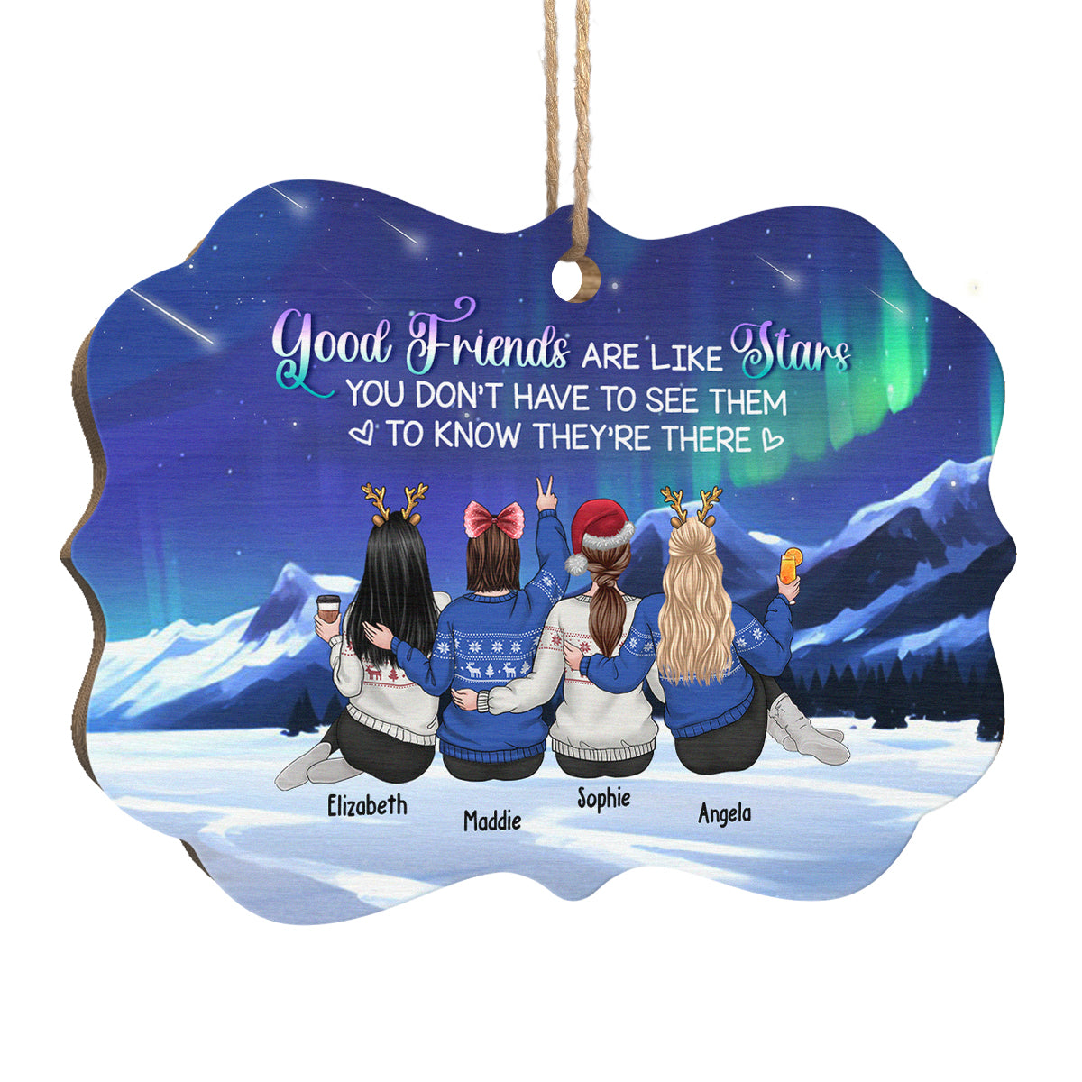 Les bons amis sont comme des étoiles, comme toujours - Décoration personnalisée Bestie - Bois en forme de Benelux - Cadeau de Noël pour meilleures amies, meilleures amies, sœurs