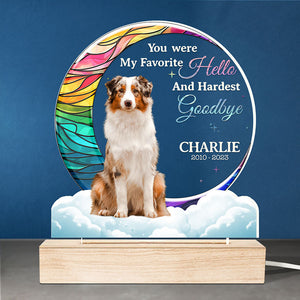 Photo personnalisée « Mon adieu le plus dur » – Lampe LED 3D personnalisée en forme de mémorial – Cadeau de condoléances pour les propriétaires et les amoureux des animaux