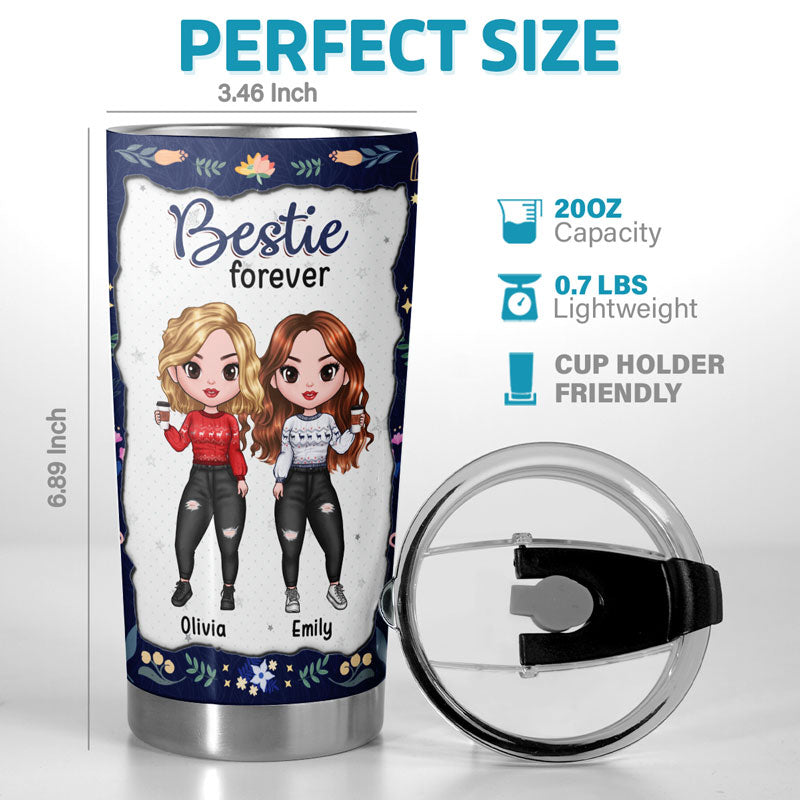 Pas sœurs de sang, mais sœurs de cœur - Gobelet personnalisé Bestie - Cadeau de Noël pour meilleures amies, meilleures amies, sœurs