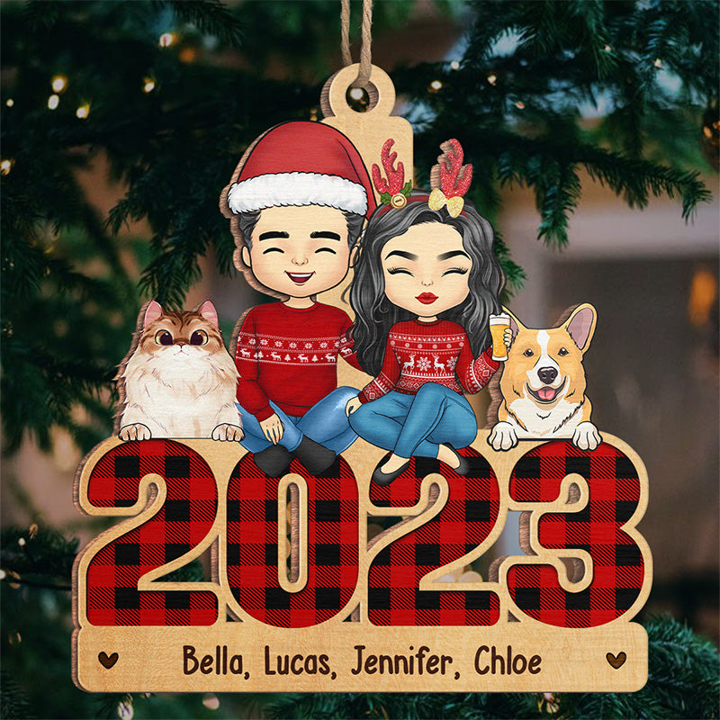 Notre famille est tout pour nous - Décoration personnalisée pour chien et chat - Bois de forme personnalisée - Cadeau de Noël pour les propriétaires et les amoureux des animaux