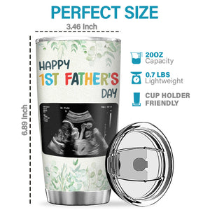 Photo personnalisée Nos aventures sont sur le point de commencer - Gobelet personnalisé familial - Cadeau de fête des pères, d'anniversaire pour le premier papa