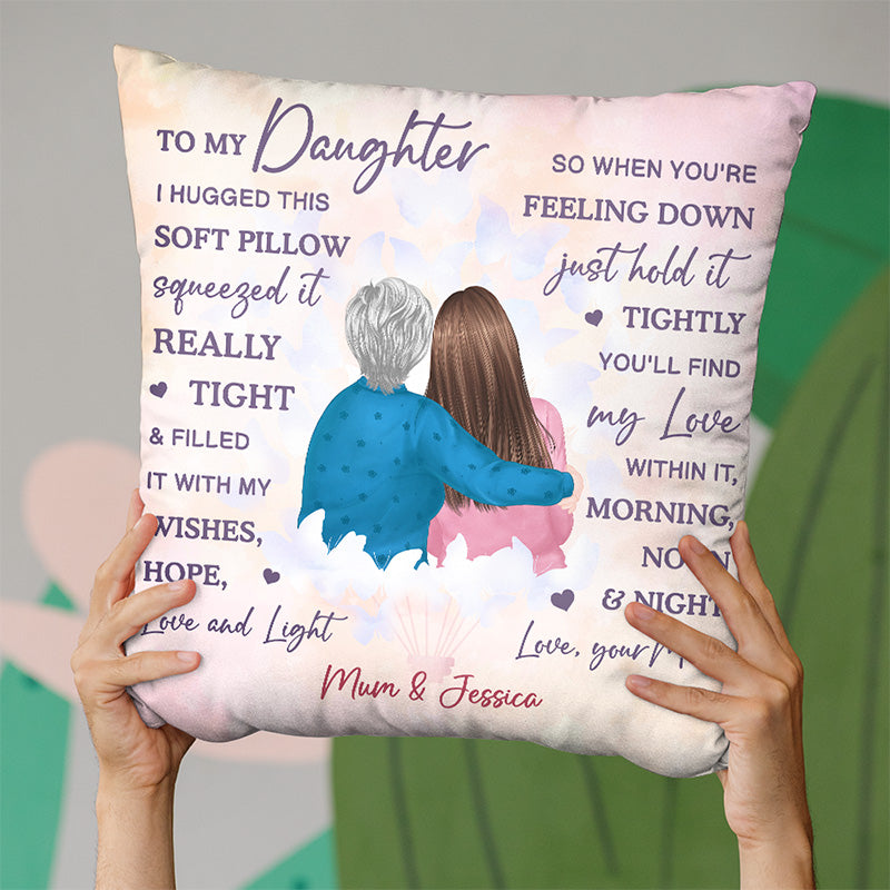 Mes vœux, espoir, amour et lumière - Coussin personnalisé pour la famille - Cadeau d'anniversaire de maman
