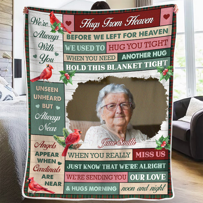 Couverture personnalisée avec photo « J'ai un ange au paradis » - Cadeau de Noël, souvenir de condoléances pour les proches