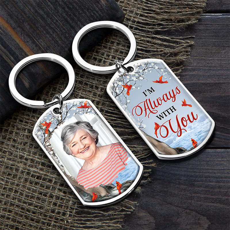 Porte-clés photo personnalisé « Emportez-vous avec moi jusqu'à ce que je vous revoie » - Porte-clés personnalisé commémoratif - Cadeau de condoléances pour les membres de la famille