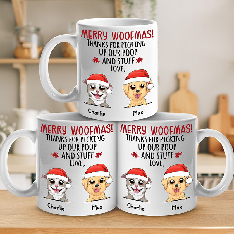 Merci d'avoir récupéré nos affaires, mon amour ! Mug personnalisé pour chien ! Cadeau de Noël pour les propriétaires d'animaux et les amoureux des animaux.