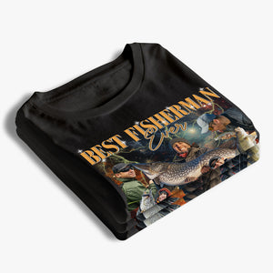 T-shirt, sweat à capuche et sweat-shirt unisexe personnalisé avec photo du meilleur pêcheur de tous les temps - Cadeau pour les amateurs de pêche.