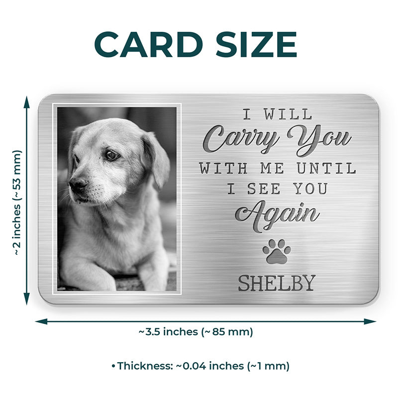 Carte photo personnalisée en aluminium pour portefeuille – Cadeaux de condoléances personnalisés pour animaux de compagnie, chiens et chats – Mes empreintes de pattes ne sont peut-être plus dans votre maison.