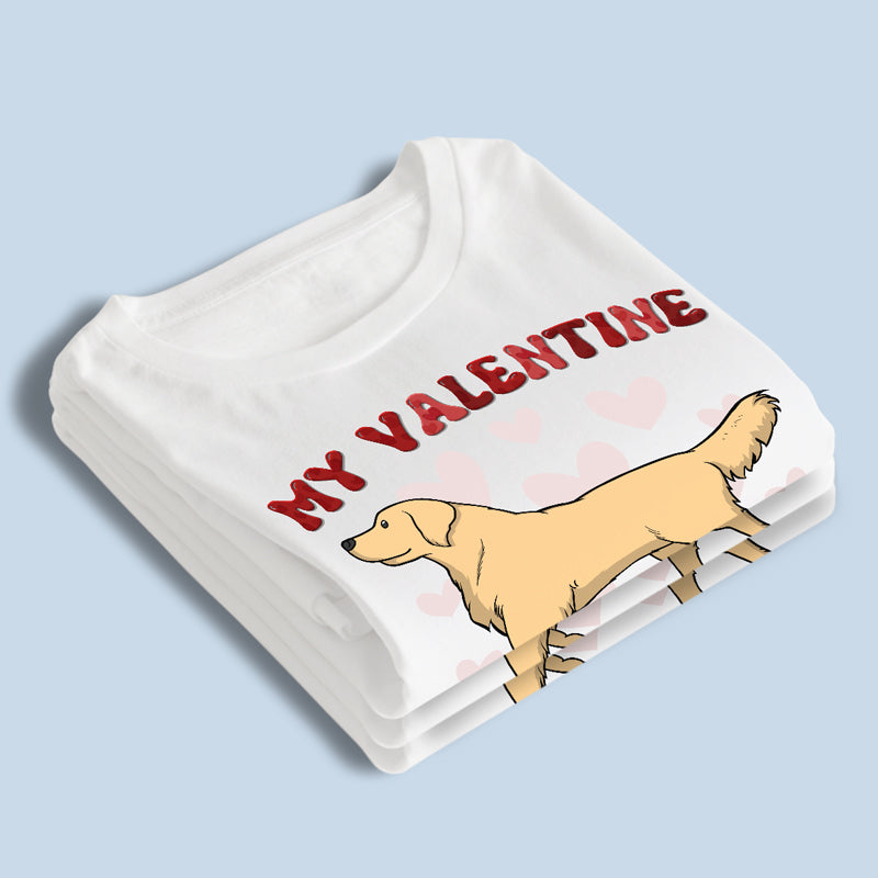 Mon Valentin a quatre pattes - T-shirt unisexe personnalisé pour chien, sweat à capuche, sweat-shirt - Cadeau de Saint-Valentin pour les propriétaires et les amoureux des animaux