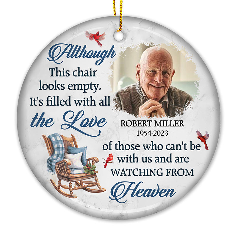 Photo personnalisée remplie de tout l'amour - Ornement personnalisé commémoratif personnalisé - Forme ronde en céramique - Cadeau de Noël, cadeau de condoléances pour les membres de la famille