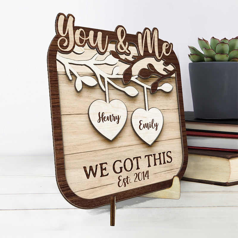 La meilleure chose à propos de moi, c'est toi - Plaque en bois personnalisée à 2 couches avec support pour couple - Cadeau de pendaison de crémaillère pour mari et femme, anniversaire