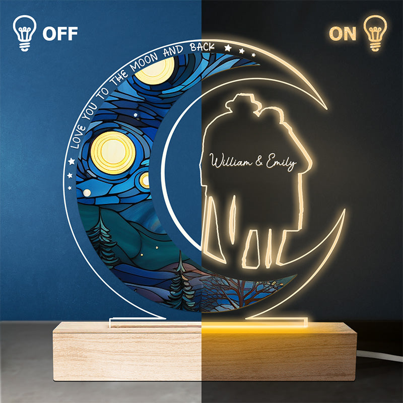 Je t'aimerai jusqu'à mon dernier souffle - Lampe LED 3D personnalisée en forme de couple - Cadeau pour mari et femme, anniversaire