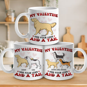 Mon Valentin a quatre pattes - Mug personnalisé pour chien - Cadeau de Saint-Valentin pour les propriétaires et les amoureux des animaux