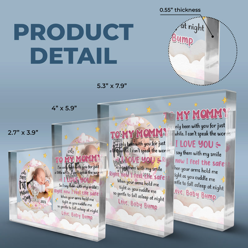 Photo personnalisée « Je les dis avec mon sourire » - Plaque rectangulaire en acrylique personnalisée pour la famille - Cadeau pour la fête des mères, la baby shower ou la première maman