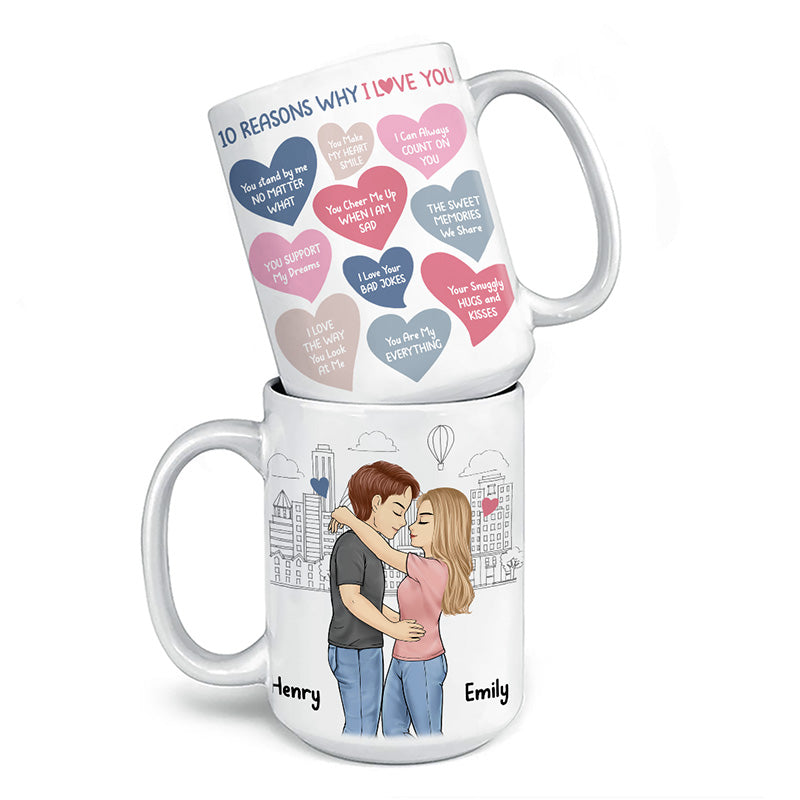 10 raisons pour lesquelles je t'aime - Mug personnalisé pour couple - Cadeau pour mari et femme, anniversaire