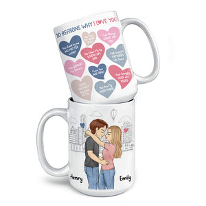 10 raisons pour lesquelles je t'aime - Mug personnalisé pour couple - Cadeau pour mari et femme, anniversaire