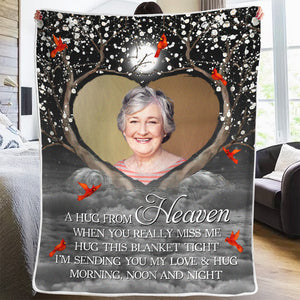 Couverture personnalisée avec photo « Un câlin du ciel quand tu me manques vraiment » - Cadeau de Noël, cadeau de condoléances pour les membres de la famille