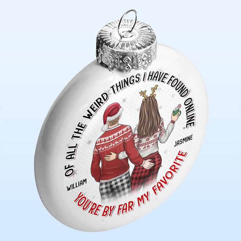 Tu es ma personne préférée dans l'univers - Ornement de boule plate blanche personnalisée pour couple - Cadeau de Noël pour mari et femme, anniversaire