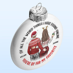 Tu es ma personne préférée dans l'univers - Ornement de boule plate blanche personnalisée pour couple - Cadeau de Noël pour mari et femme, anniversaire