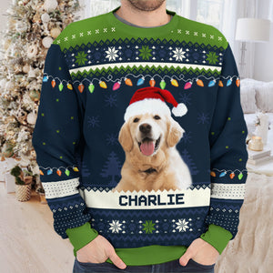 Sweat-shirt personnalisé avec photo « Joyeux anniversaire » pour chien et chat - Pull unisexe en laine - Cadeau de Noël pour les propriétaires et les amoureux des animaux