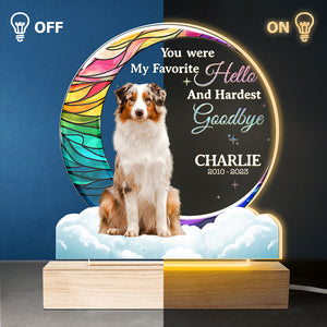 Photo personnalisée « Mon adieu le plus dur » – Lampe LED 3D personnalisée en forme de mémorial – Cadeau de condoléances pour les propriétaires et les amoureux des animaux