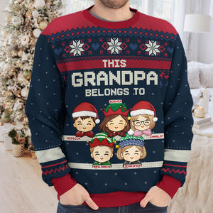 J'appartiens à ces adorables enfants - Sweat-shirt personnalisé en laine unisexe - Cadeau de Noël pour grand-mère et grand-père