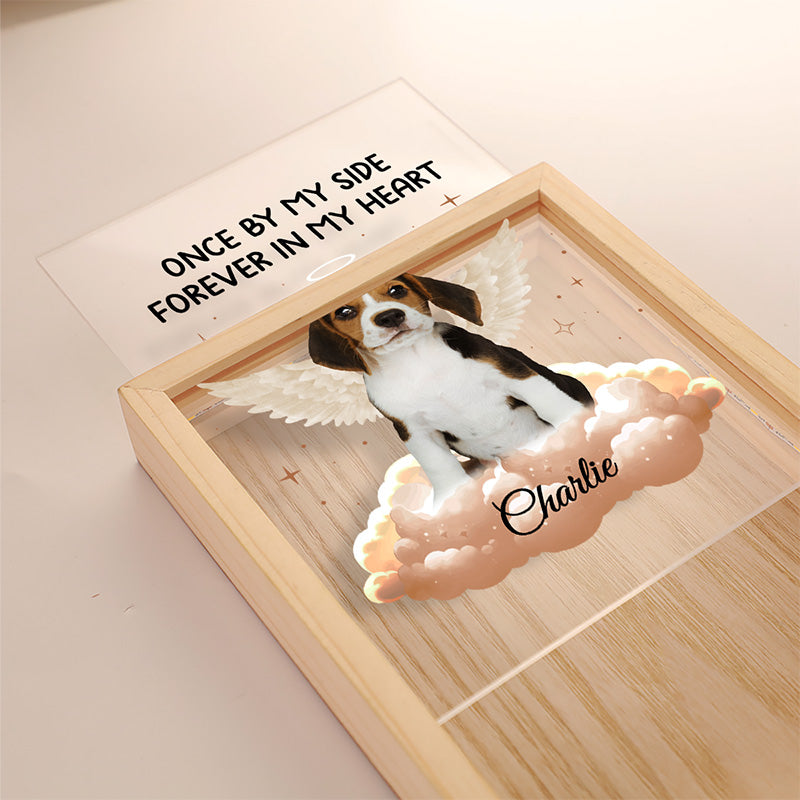 Photo personnalisée « Forever In My Heart » – Cadre photo personnalisé avec lumière – Cadeau de condoléances pour les propriétaires et les amoureux des animaux