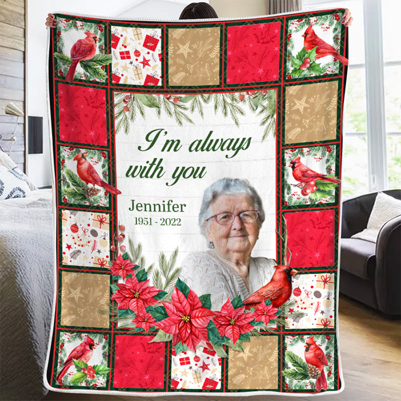 Photo personnalisée « Tu seras toujours dans mon cœur » - Couverture personnalisée commémorative - Cadeau de Noël, cadeau de condoléances pour les membres de la famille