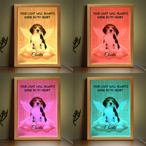 Photo personnalisée « Forever In My Heart » – Cadre photo personnalisé avec lumière – Cadeau de condoléances pour les propriétaires et les amoureux des animaux