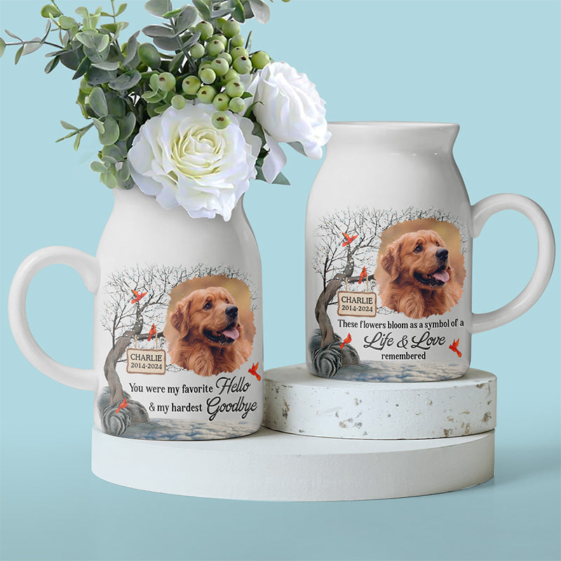 Photo personnalisée, symbole d'une vie et d'un amour dont on se souvient - Vase à fleurs personnalisé pour décoration d'intérieur - Cadeau de condoléances pour les propriétaires et les amoureux des animaux