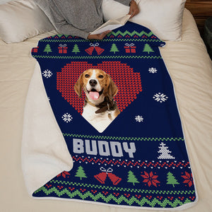 Couverture personnalisée avec photo de Noël « Amour à quatre pattes » pour chien et chat – Cadeau de Noël pour les propriétaires et les amoureux des animaux