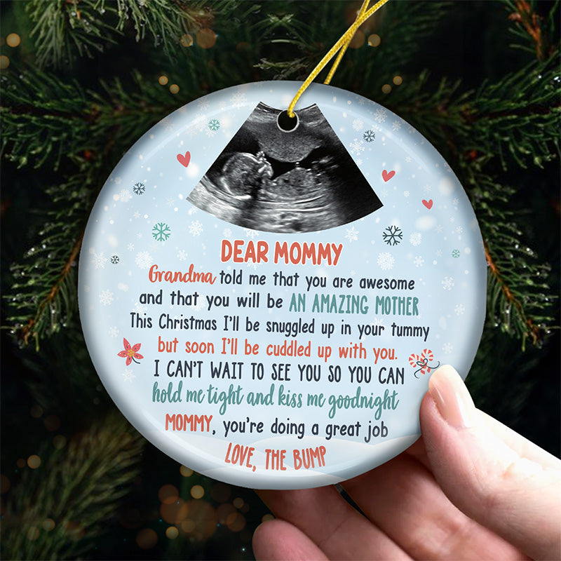 Photo personnalisée « Vous serez une mère formidable » - Ornement personnalisé familial - Forme ronde en céramique - Cadeau de Noël pour la première maman