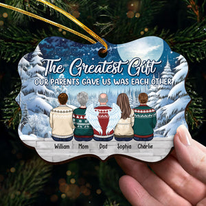 Le plus beau cadeau que nos parents nous ont offert - Carte en bois personnalisée avec ornement amovible - Cadeau de Noël pour les membres de la famille