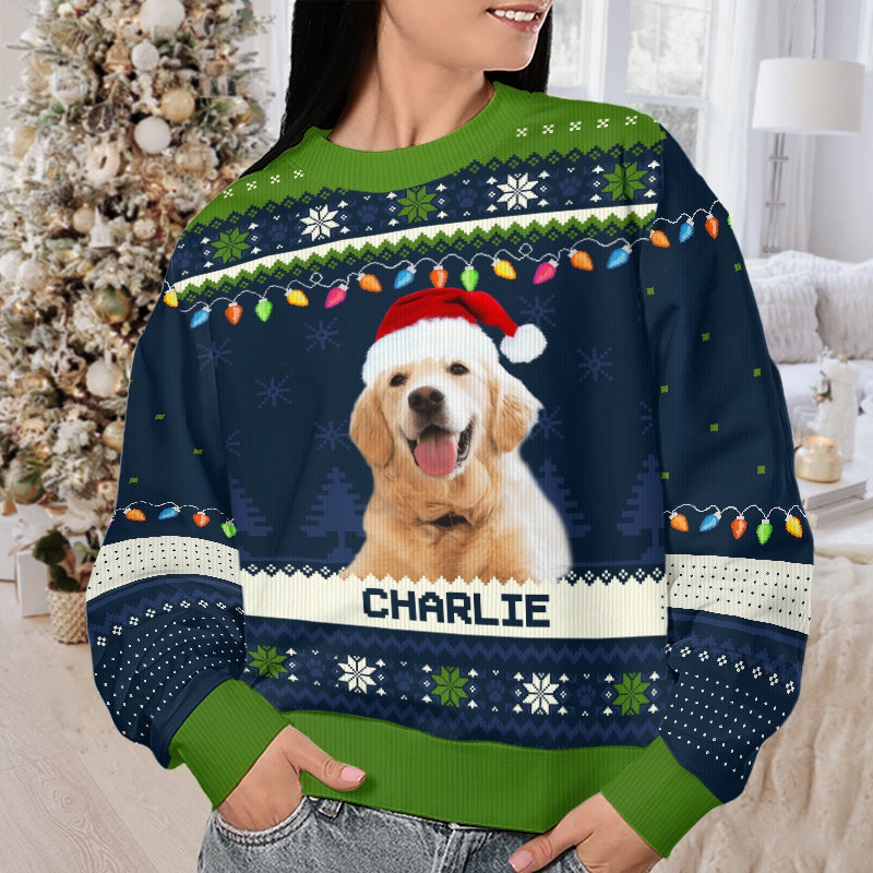 Sweat-shirt personnalisé avec photo « Joyeux anniversaire » pour chien et chat - Pull unisexe en laine - Cadeau de Noël pour les propriétaires et les amoureux des animaux