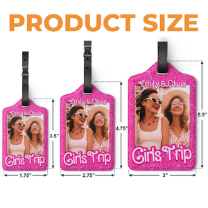 Étiquette de bagage personnalisée avec photo « It's A Girl Trip » - Cadeau de vacances, cadeau pour les amoureux de voyages d'aventure, les meilleures amies, les meilleures amies, les sœurs
