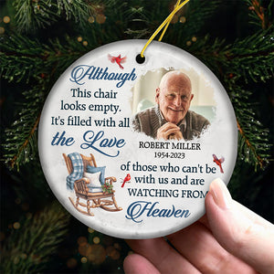 Photo personnalisée remplie de tout l'amour - Ornement personnalisé commémoratif personnalisé - Forme ronde en céramique - Cadeau de Noël, cadeau de condoléances pour les membres de la famille