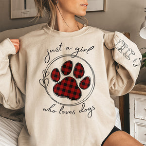Juste une fille qui aime les animaux - Sweat-shirt unisexe personnalisé pour chien et chat avec motif sur la manche - Cadeau pour les propriétaires et les amoureux des animaux