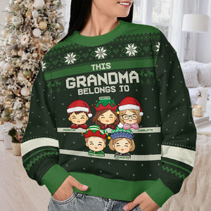 J'appartiens à ces adorables enfants - Sweat-shirt personnalisé en laine unisexe - Cadeau de Noël pour grand-mère et grand-père
